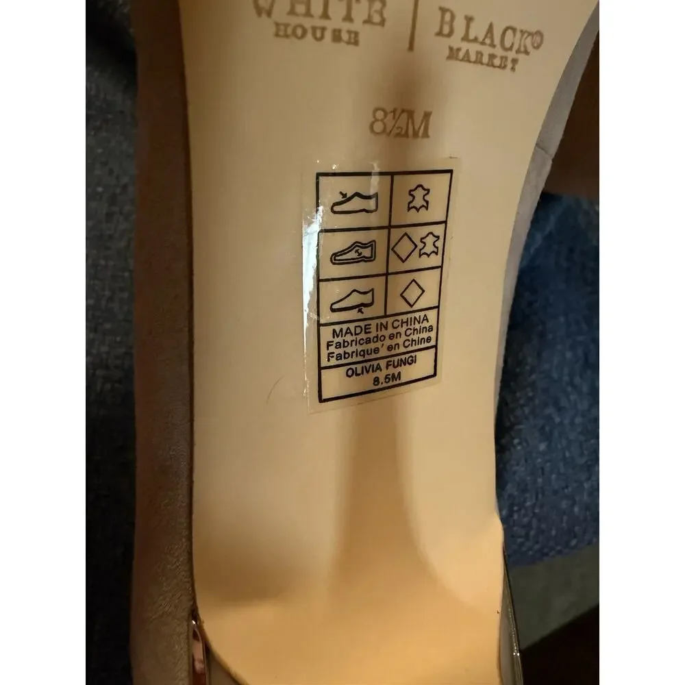 White House Black Market Tan Golden Brown Suede Heels size 8.5 Olivia Fungi